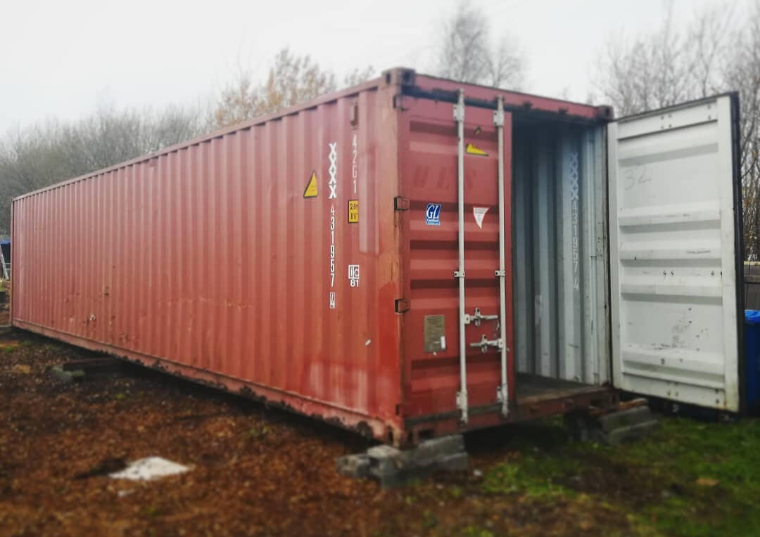 A forty-foot shipping container to be converted into a workspace